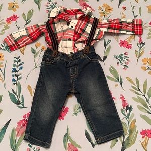 Carters Plaid Denim outfit 9m